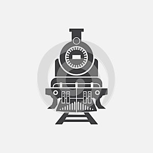 Steam train icon vector isolated on grey background