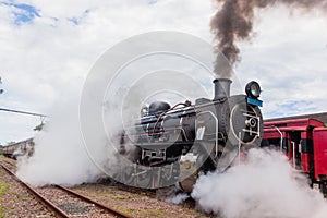 Steam Train Locomotive Closeup Exhausts