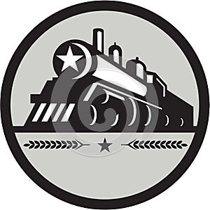 Steam Train Locomotive Star Circle Retro