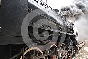 Steam train on railroad treno a vapore photo