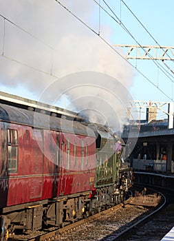 Steam train Scots Guardsman Carnforth station