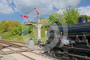 Steam train and signals