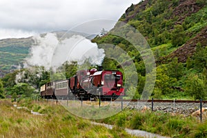 Steam train in Snowdonia, Wales