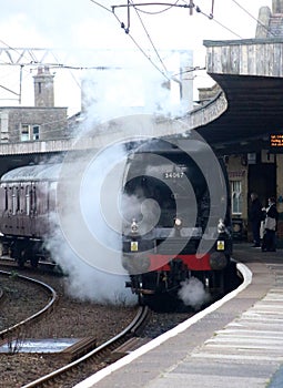 Steam train Tangmere in Carnforth station