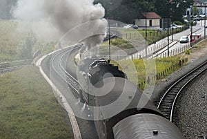 Steam train to the left