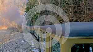 Steam Train Wagons Riding Through The Forest