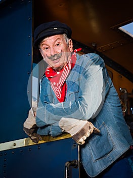 Steam train worker portrait