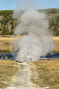 Steam vent on Firehole River Yellowstone National Park