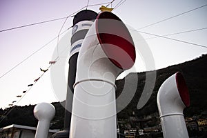 Steamboat Concordia, Lake Como, Italy. Old ship chimney photo