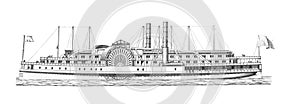 The steamboat engraved in the old book Meyers Lexicon, vol. 4, 1897, Leipzig photo