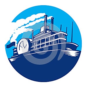 Steamboat Ferry Passenger Ship Retro