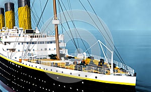 Steamboat ocean liner ship forecastle deck view 3D render image HDR