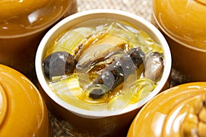 Steamed Abalone with Shark`s Fin and Fish Maw in Broth
