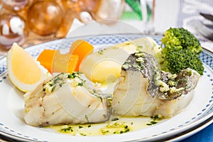 Steamed Atlantic Cod fish with olive oil and garlic