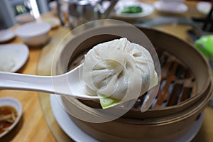 Steamed ball , Chinese steamed dumpling or steamed stuff bun