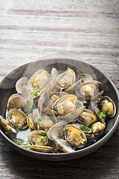 Steamed bivalve clams, Japanese food,