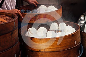 Steamed buns food stall in Chinatown, Kuala Lumpur, Malaysia