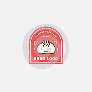 Steamed buns logo design vector template. chinese text translation