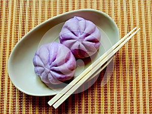 Steamed Chinese Bun with taro filling