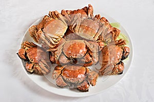 Steamed Chinese hairy crabs