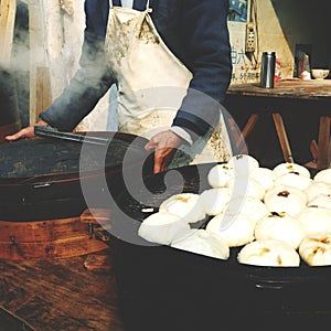 Steamed Dumplings Asian Culture Street Food Concept