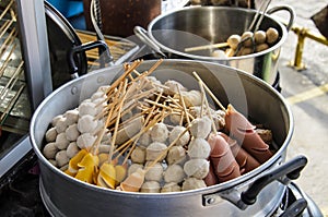 Steamed fish meatball in container