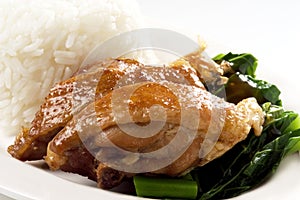 Steamed Garlic chicken and rice photo