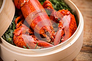 Steamed lobster