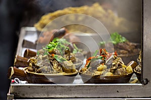 Steamed Meat and Vegetables in Ceramic Pot