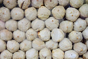 Steamed meatball inside the glass cabinet