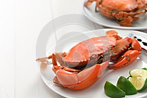 Steamed mud crab, male and female