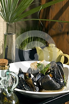 Steamed mussels
