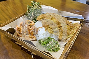 Steamed rice with Padang or Minang omelet