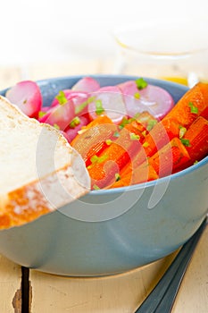 Steamed  root vegetable on a bowl