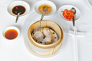 Steamed scallop har gow dumpling