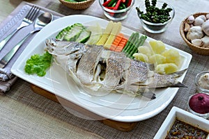 Steamed sea bassfish