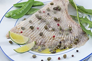 Steamed skate wing with Caper Butter