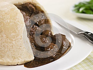 Steamed Steak and Kidney Pudding with Green Beans