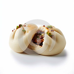 Steamed stuffed bun isolate ,white background - generative Ai illustration
