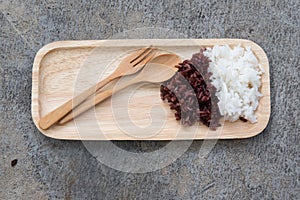 Steamed Thai Riceberry Rice and Thai Jasmine Rice