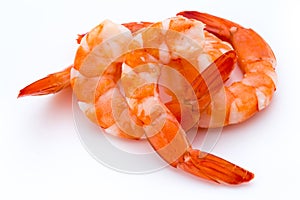 Steamed tiger shrimp isolated on white background.