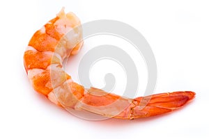 Steamed tiger shrimp isolated on white background.