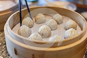 Steamed Xiaolongbao in The Bamboo Basket