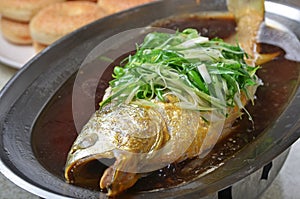 Steamed yellow croaker