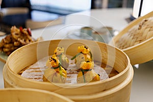 A steamer basket of dim sums