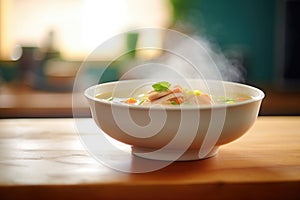 steaming bowl of homemade chicken noodle soup