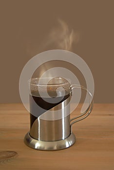 Steaming coffee