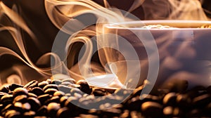 The steaming coffee cup.AI generated image photo