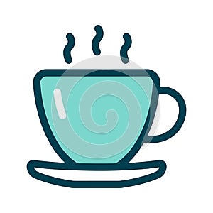 A steaming coffee cup representing breaks or refreshment