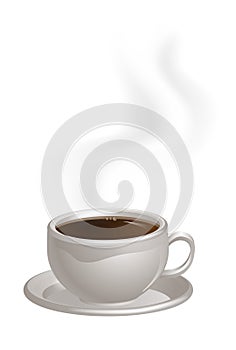 Steaming Coffee Cup on Saucer